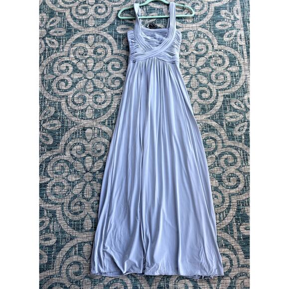 BCBGMAXAZRIA Grecian Pleated Twist Blue Gray Maxi Gown Dress - Size XS - Picture 2 of 8